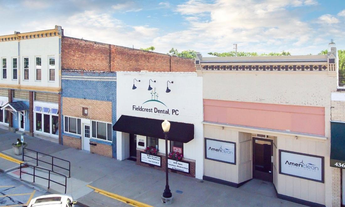 Aerial view of the Front of the Fieldcrest Dental Office Building